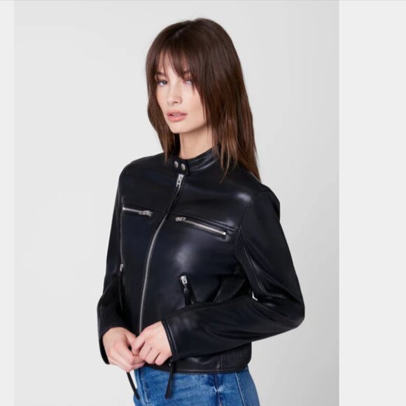 BLANK NYC Vegan Leather Fast Times Cropped Biker Moto Jacket Size XS NWT - Picture 1 of 6